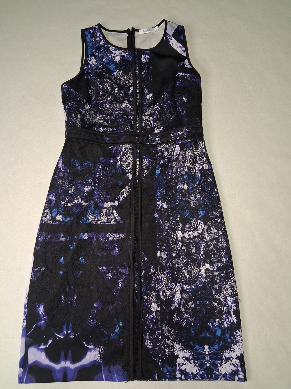 Ricki's Black Midi Dress with Purple & Blue Lace-Print